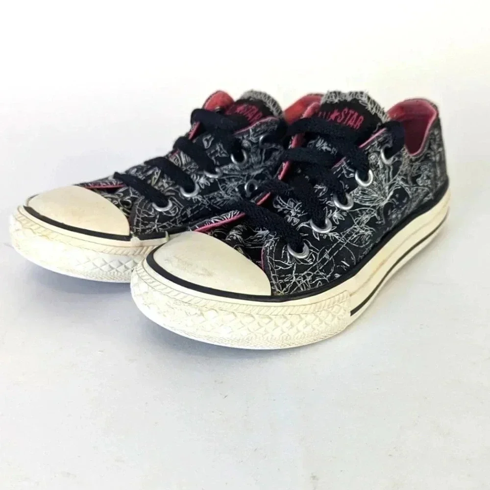 Converse All Star Graphic White Floral Skull  Kids Sneakers -11